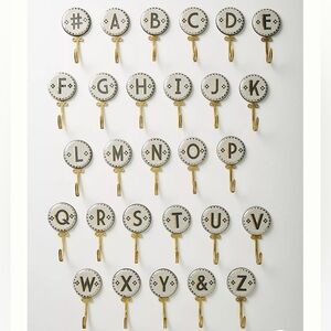 Anthropologie Bistro Tile Monogram Hook # NWT